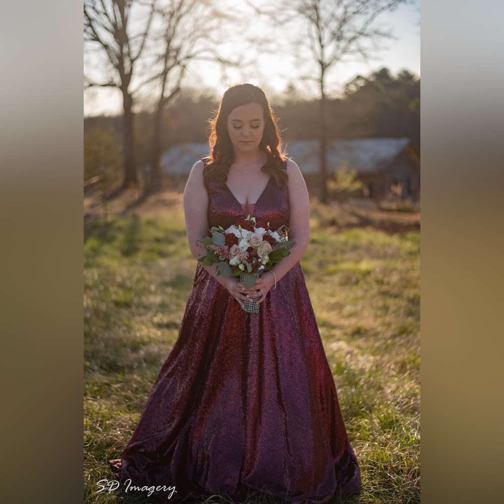 STUNNING burgundy sequin reception dress!!
